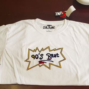 90s-themed white tee